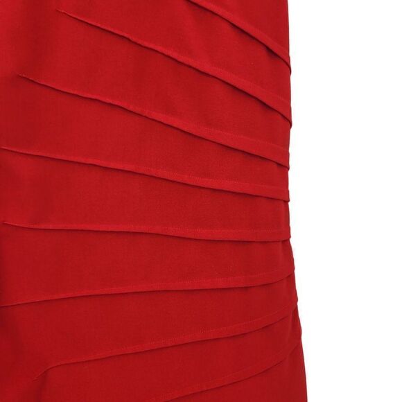 Calvin Klein Sleeveless Sheath Dress 6 Red Starburst Ruched Tea Length Holiday - Picture 7 of 12